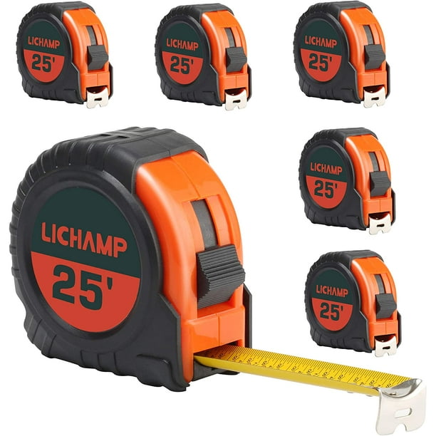 LICHAMP Tape Measure 25 ft 6 Pack Bulk Easy Read Measuring Tape Retractable w...